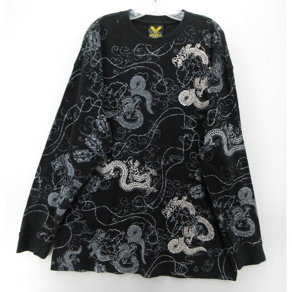 Avirex Other - VINTAGE Avirex Sweatshirt XXL Thermal Waffle Dragon AOP Streetwear Y2K